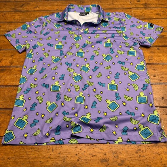 Sunday Swagger Other - Sunday Swagger Men's Purple Tequila Bottle Lime Golf Polo Shirt Size M